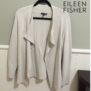 Eileen Fisher Silk Cream Drape Cardigan -Medium